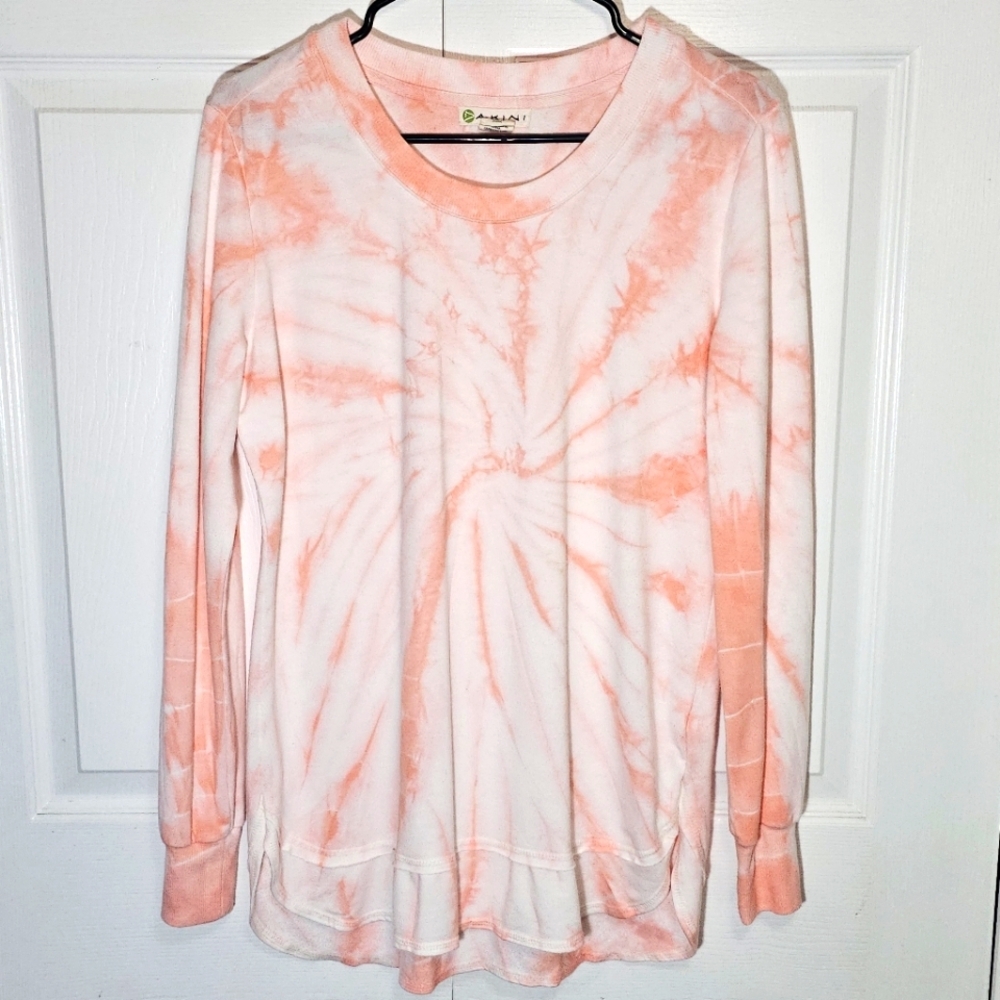 Dakini Womens Large Ultra Soft Pink‎ Tie Dye Sweatshirt Lightweight Athleisure